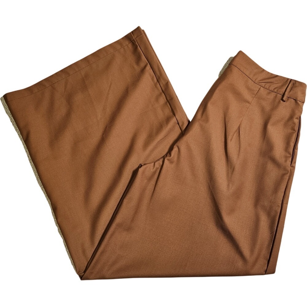 Cupshe Rust Brown Wide-Leg Pleated High Rise Trouser Pants Size Large  Fall Lg - Picture 5 of 13